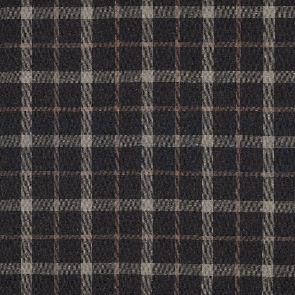 LINEN VISCOSE YARN DYED CHECKS BROWN