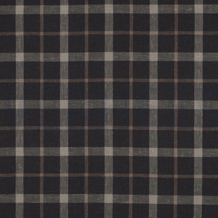 LEINEN VISKOSE GARNGEFÄRBTE KAROS BRAUN (hover)