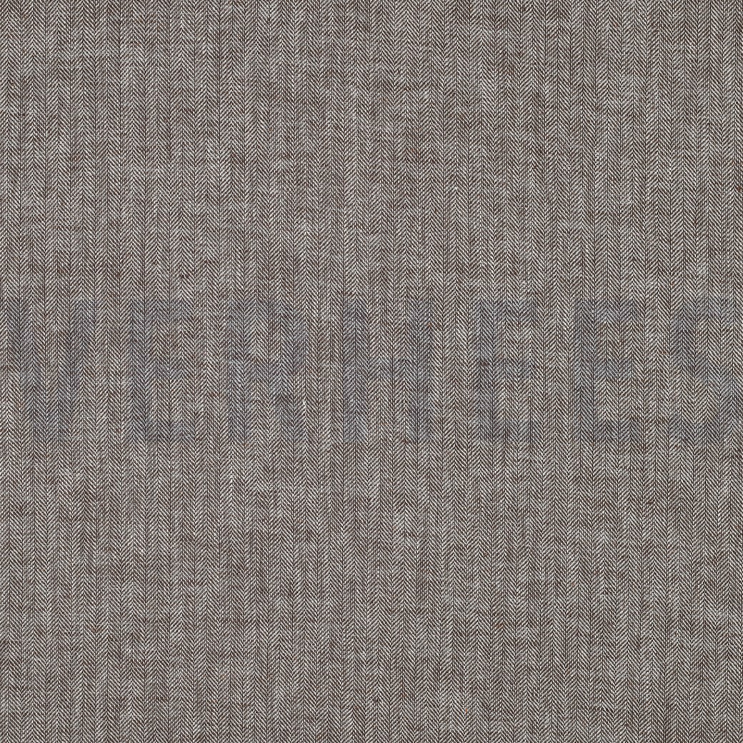 LINEN COTTON HERRINGBONE BROWN