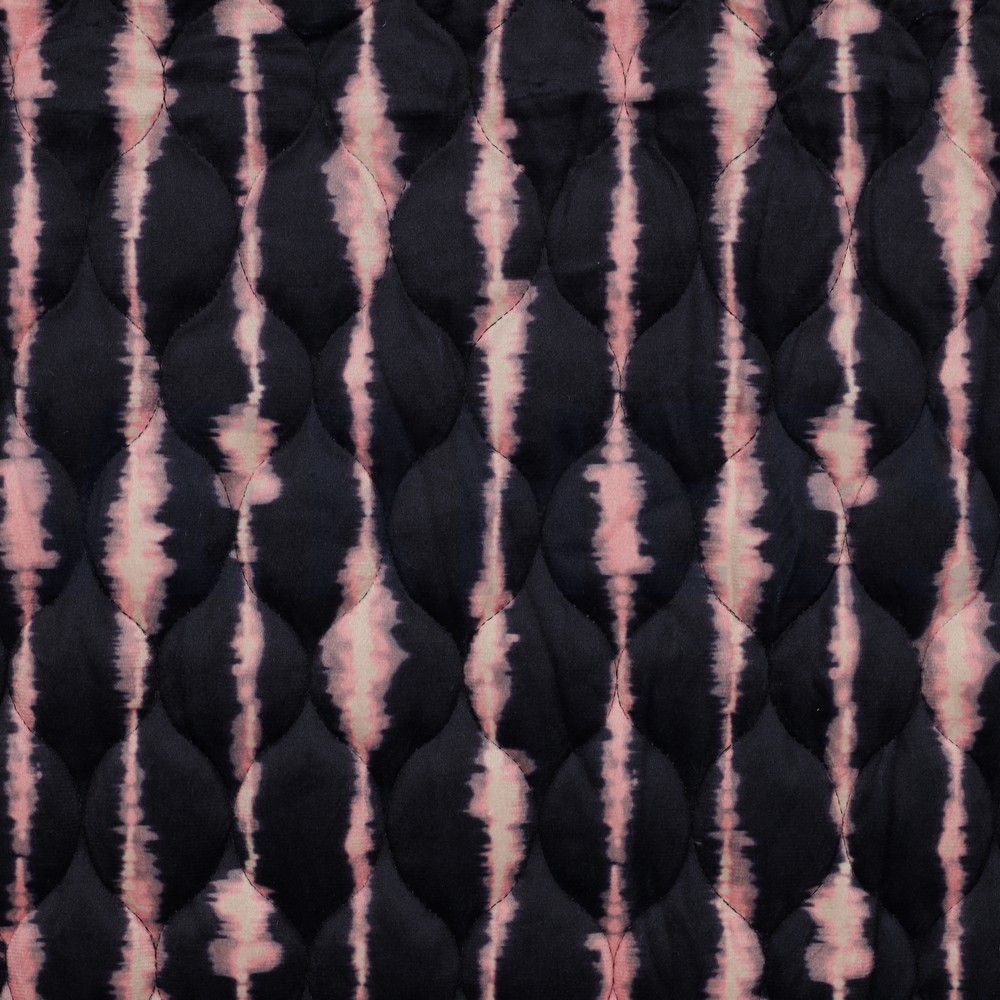 STEPPSTOFF VELVET DIGITAL STREIFEN MARINEBLAU