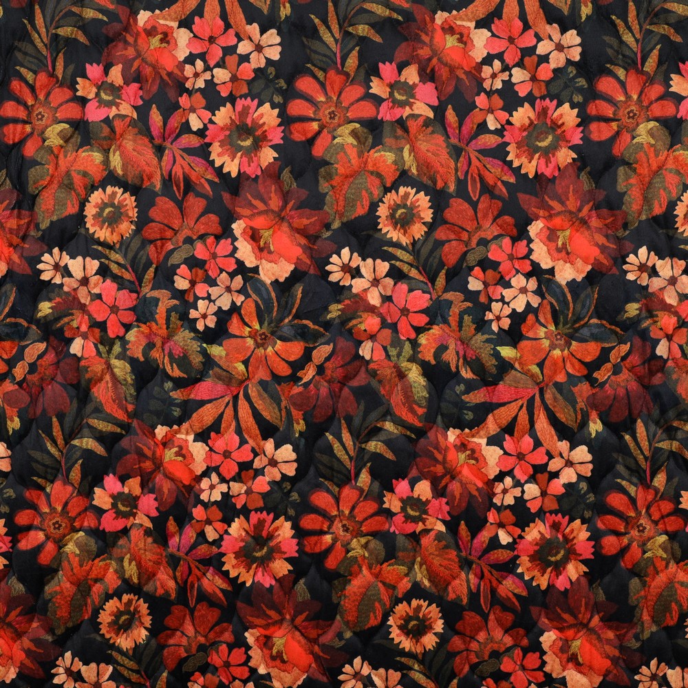 STEPPED VELVET DIGITAL FLOWERS FLAME ORANGE