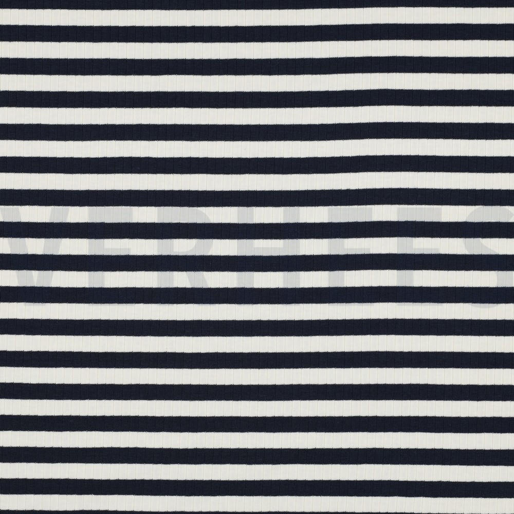 RIB GARENGEVERFD STREPEN DONKERBLAUW / ÉCRU