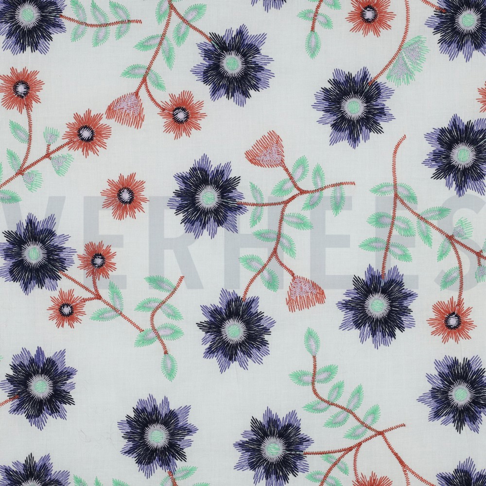 COTTON EMBROIDERY FLOWERS WHITE