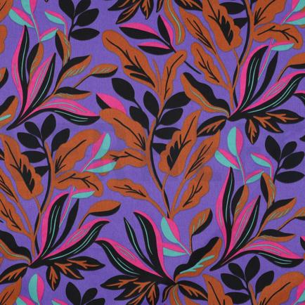 COTTON SATIN LUSH LEAVES NERIDA HANSEN PURPLE (hover)