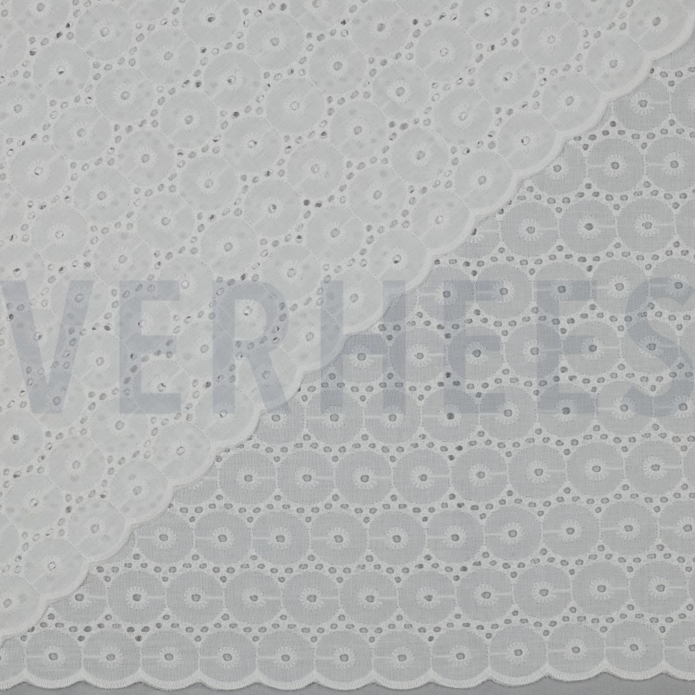 COTTON EMBROIDERY TWO-SIDE SCALLOP WHITE