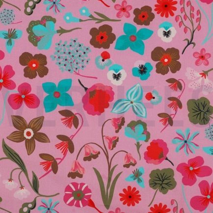 FINE POPLIN DIGITAL MEADOW FLOWER NERIDA HANSEN LIGHT PINK (hover)