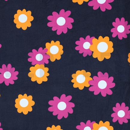 VELOURS MILLERAIES FLEURS BLEU MARINE (hover)