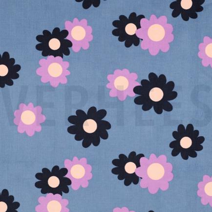 VELOURS MILLERAIES FLEURS JEAN BLEU (hover)