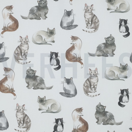 FINE POPLIN DIGITAL CATS WHITE (hover)