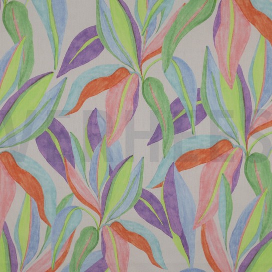 BAUMWOLLE SATIN DIGITAL BLÄTTER ECRU #7