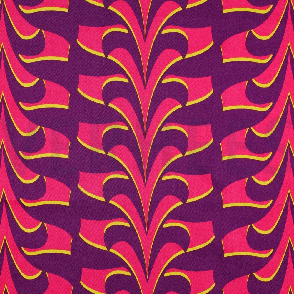 COTTON SATIN ABSTRACT FLOWERS DARK PURPLE