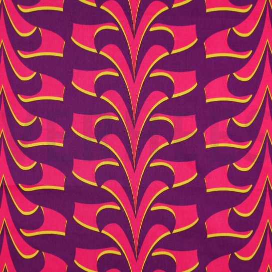 KATOEN SATIJN ABSTRACTE BLOEMEN DONKERPAARS #7