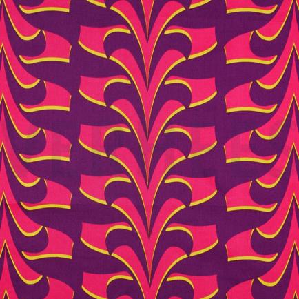 KATOEN SATIJN ABSTRACTE BLOEMEN DONKERPAARS (hover)