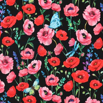 FRENCH TERRY DIGITAL FLEURS NOIR (hover)