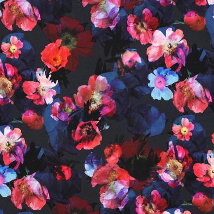 FRENCH TERRY DIGITAAL BLOEMEN MARINEBLAUW (hover)