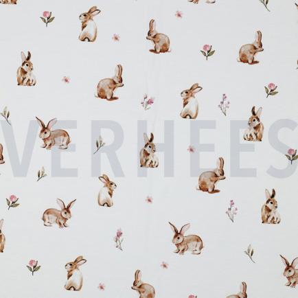 JERSEY DIGITAAL KONIJNEN EN BLOEMEN WIT (hover)