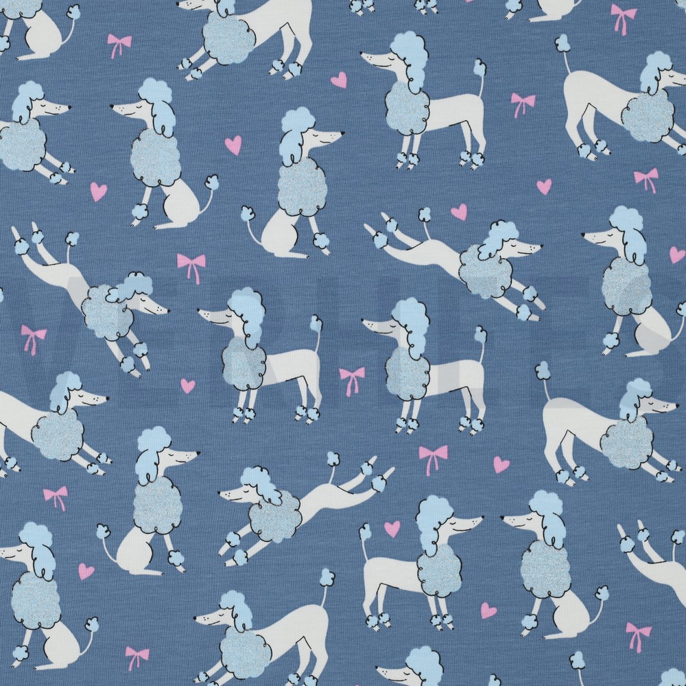 JERSEY GLITZER PUDEL JEANSBLAU