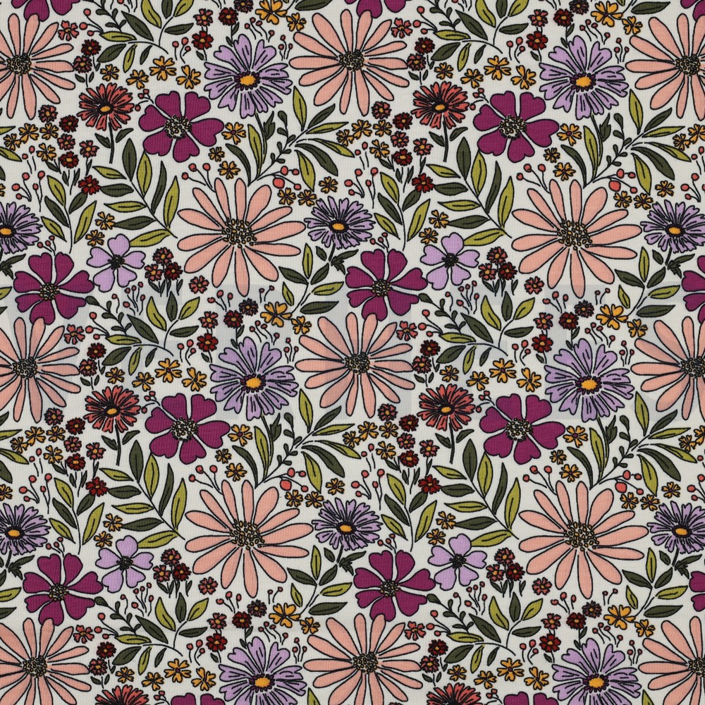 JERSEY FLEURS BLANC CASSÉ