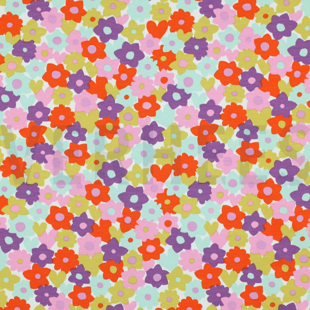 JERSEY FLEURS ROUGE / CITRON VERT