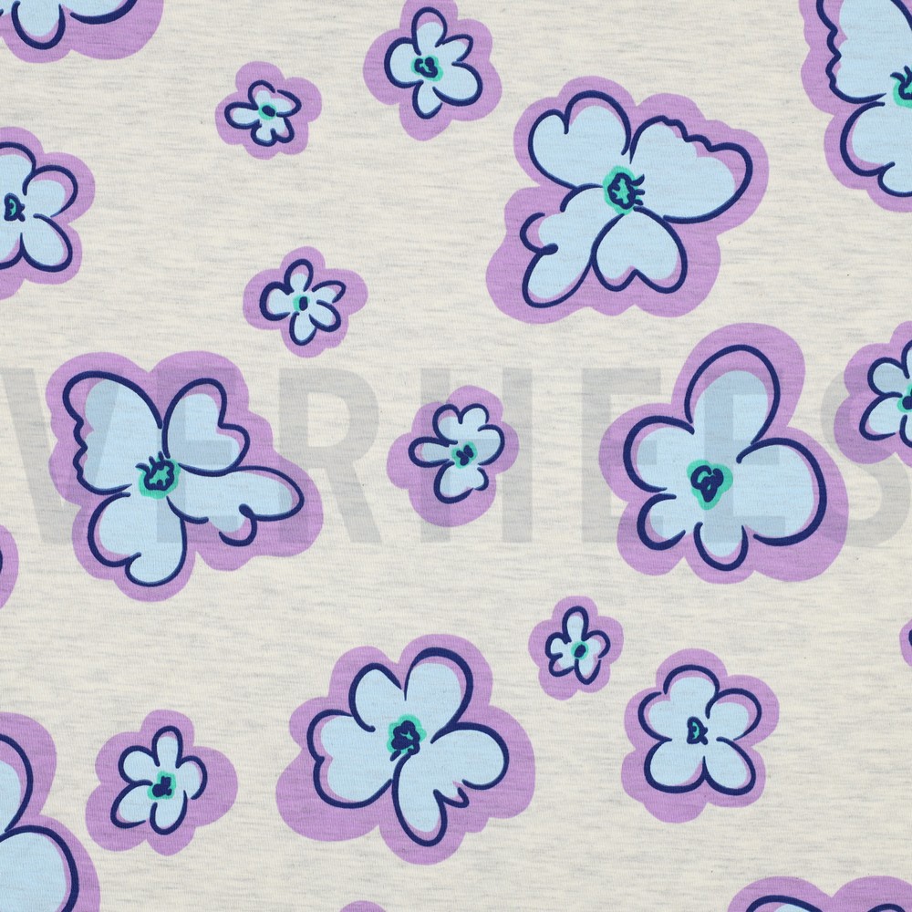 JERSEY MELANGE BLOEMEN ECRU GEMÊLEERD