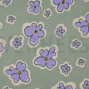 JERSEY MELANGE BLUMEN DUNKEL MINT MELIERT (thumbnail)