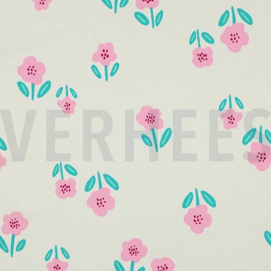 FRENCH TERRY FLOWERS OFF WHITE #7