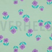 FRENCH TERRY BLOEMEN MINT (thumbnail)