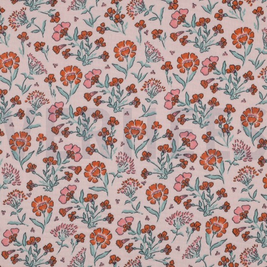 DOUBLE GAUZE BLOEMEN LICHTROZE/OUDROZE #7