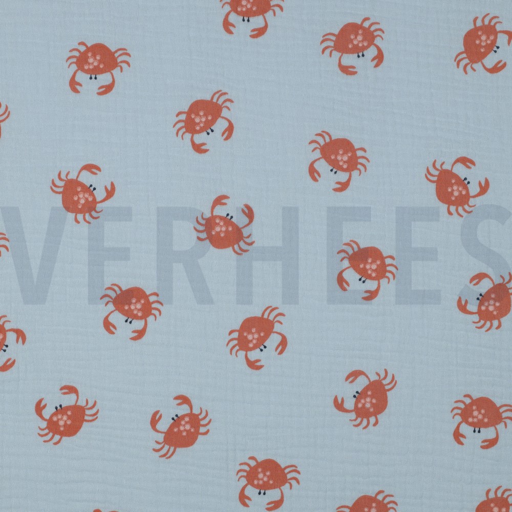 DOUBLE GAZE DE COTON GOTS CRABES BLEU CLAIR