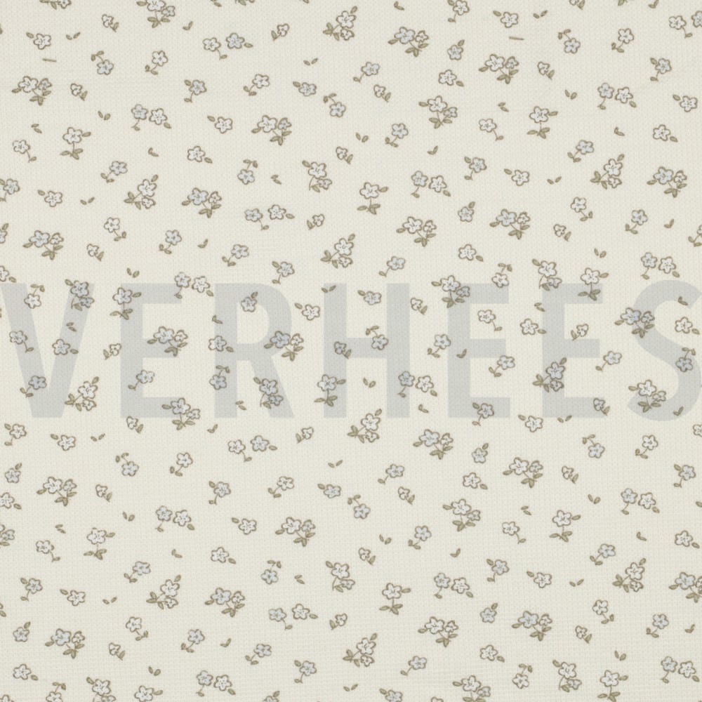 WAFFELJERSEY BLUMEN ECRU