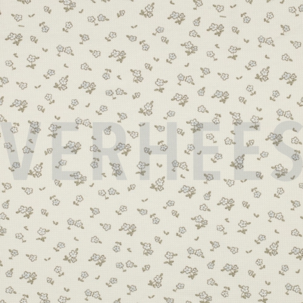 JERSEY GAUFRÉ FLEURS ÉCRU (hover)