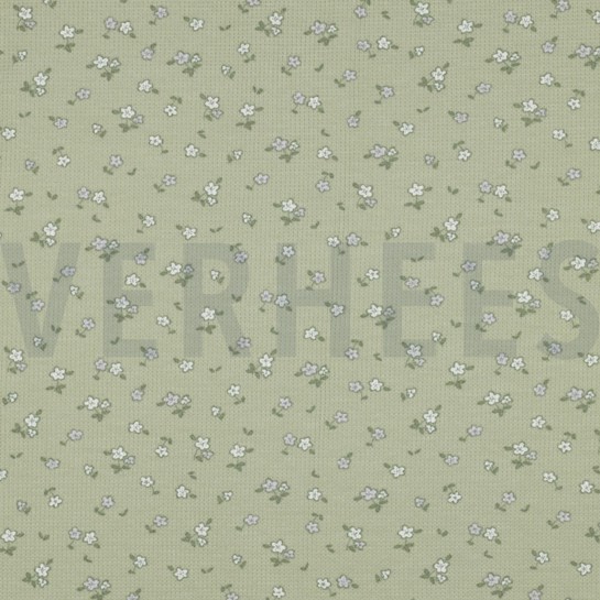 JERSEY GAUFRÉ FLEURS SAUGE #7