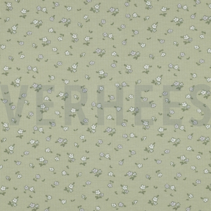JERSEY GAUFRÉ FLEURS SAUGE (hover)