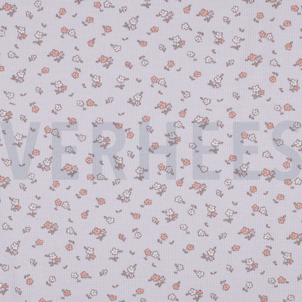 JERSEY GAUFRÉ FLEURS LAVANDE