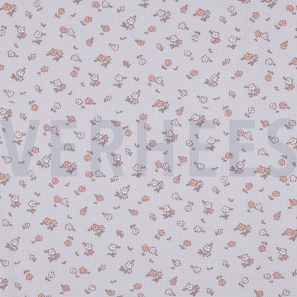 JERSEY GAUFRÉ FLEURS LAVANDE (hover)