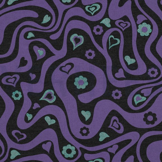 SWEAT MELIERT GLITZER RETRO BLUMEN ANTHRAZIT MELIERT #7