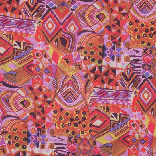 COTON VOILE DIGITAL ABSTRACT OCRE #7