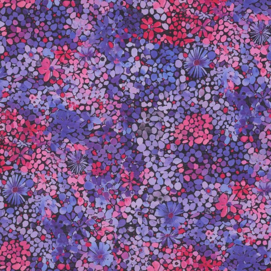 COTON VOILE DIGITAL FLEURS VIOLET #7