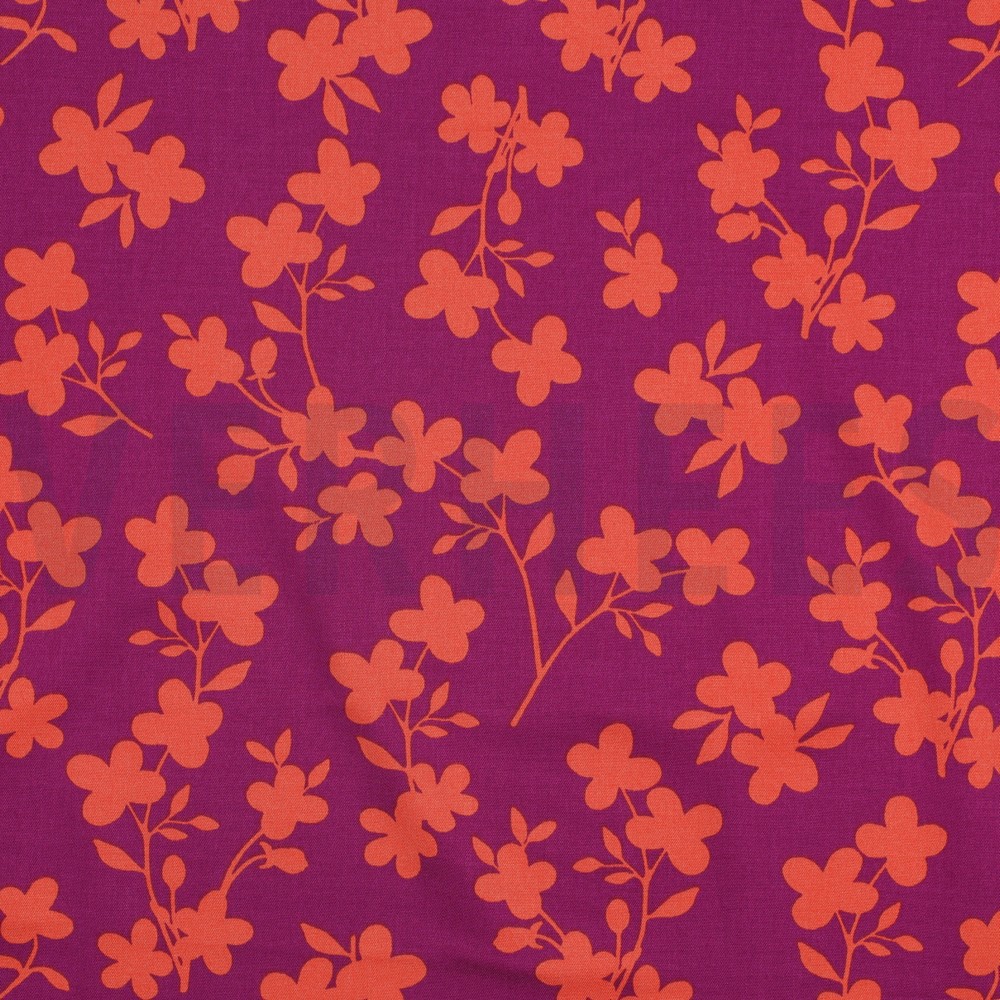 VISCOSE ROSELLA STRETCH FLEURS FUCHSIA