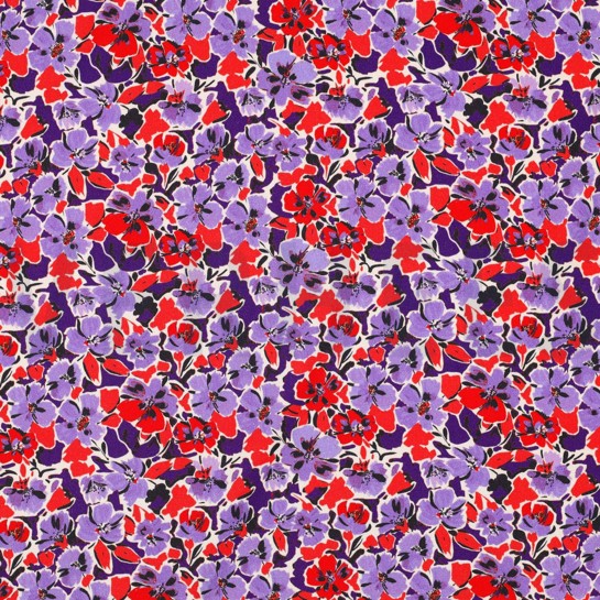 VISKOSE ROSELLA STRETCH DIGITAL BLUMEN LILA #7