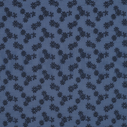 DOUBLE GAUZE EMBROIDERY BLOEMEN JEANSBLAUW (hover)
