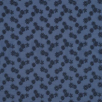 DOUBLE GAUZE EMBROIDERY BLOEMEN JEANSBLAUW (hover)