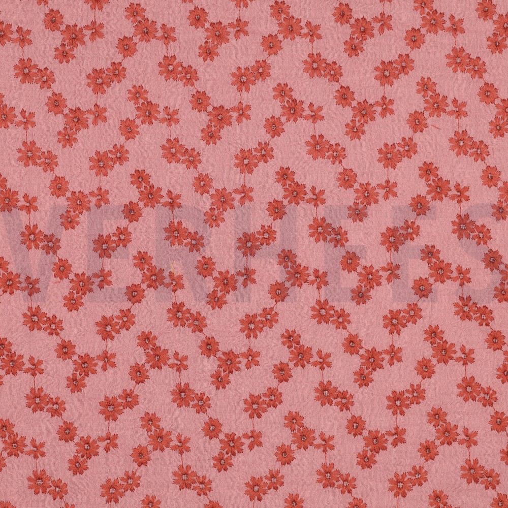 DOUBLE GAUZE EMBROIDERY BLOEMEN BLUSH