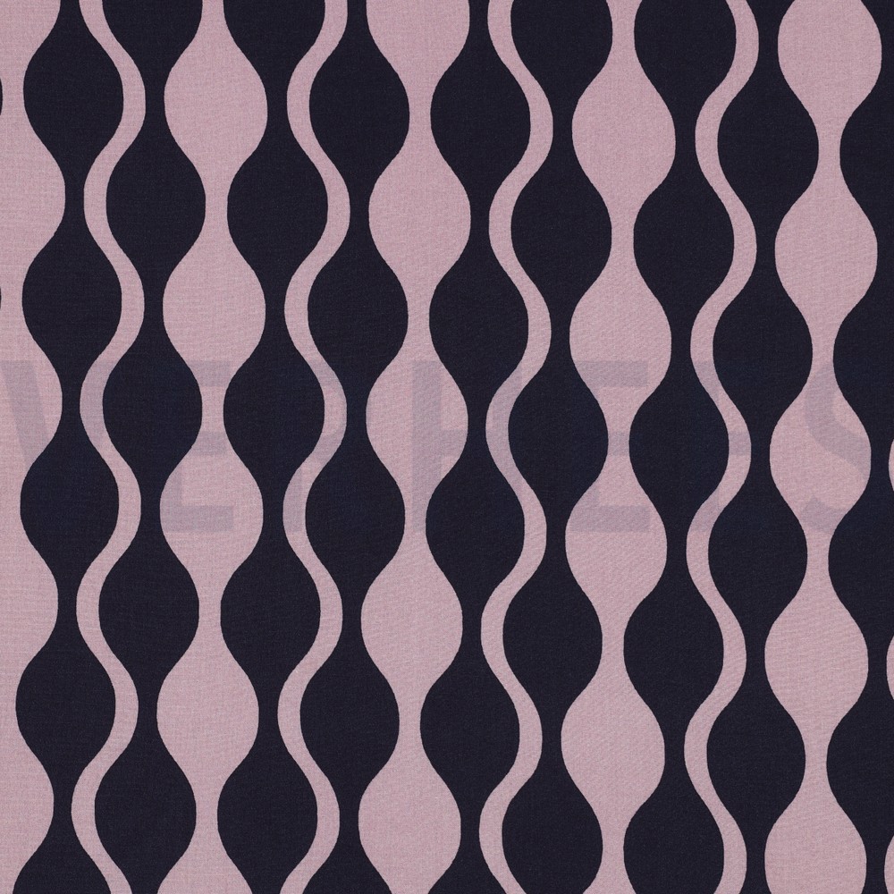 LENZING™ ECOVERO™ ABSTRACT DONKERBLAUW / MAUVE