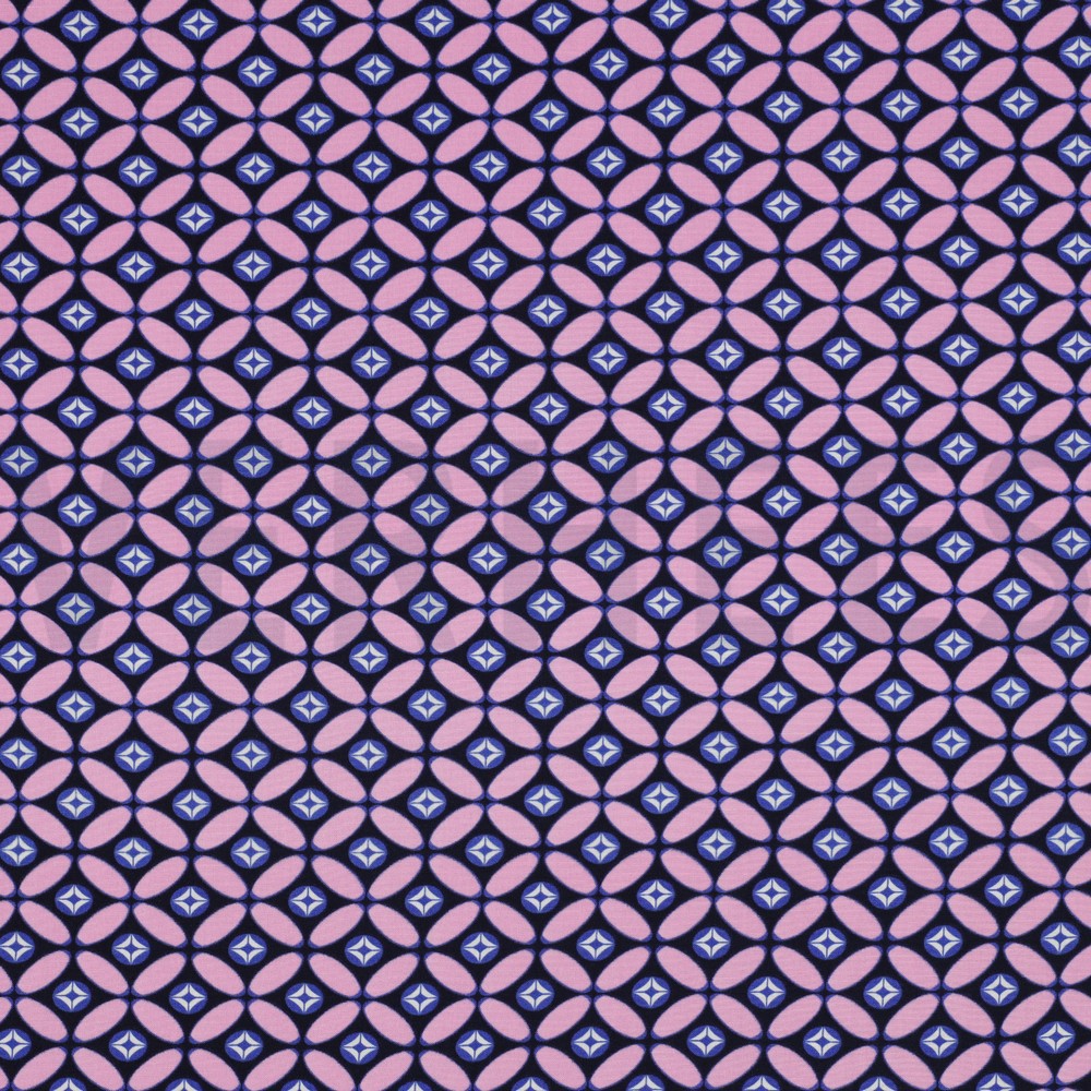 LENZING™ ECOVERO™ RETRO DONKERBLAUW / LICHTROZE