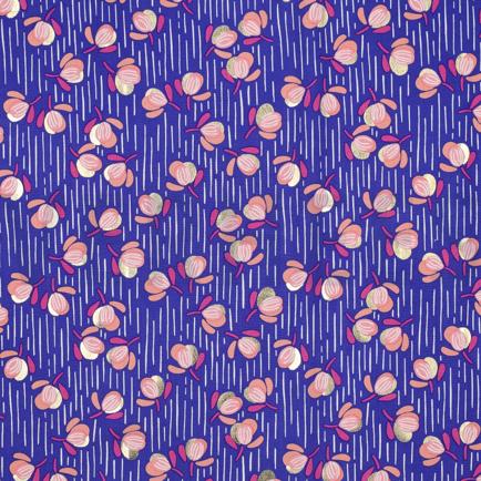VISCOSE RADIANCE FOLIE FLEURS BLEU COBALT (hover)