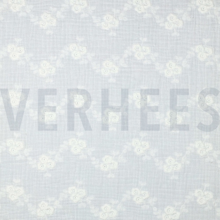 DOUBLE GAUZE EMBROIDERY FLOWERS WHITE (hover)