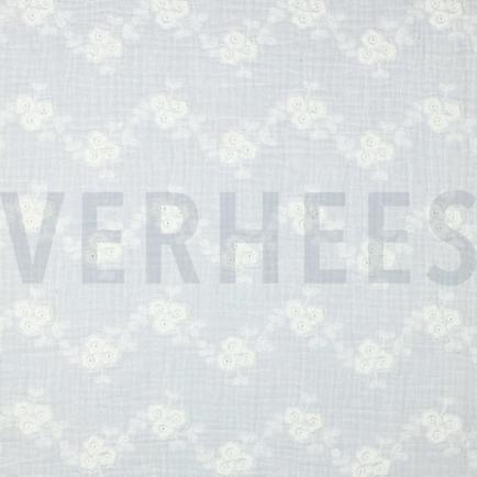 MUSSELIN STICKEREI BLUMEN WEISS (hover)