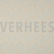 DOUBLE GAZE DE COTON BRODERIE FLEURS NATUREL (thumbnail)