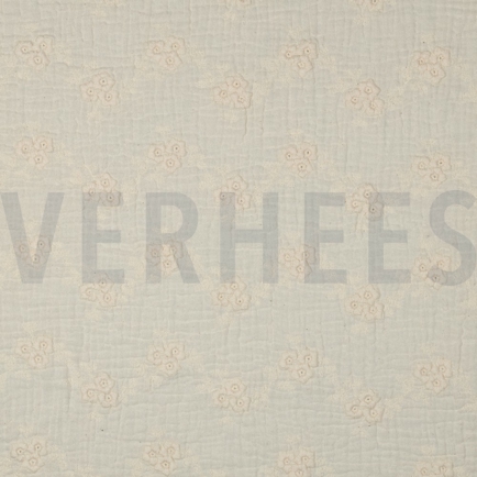 DOUBLE GAUZE EMBROIDERY FLOWERS NATURAL (hover)